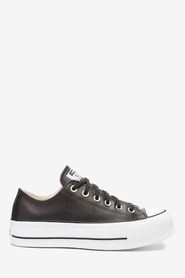 Converse Black Chuck Taylor All Star Leather Lift Platform Trainers