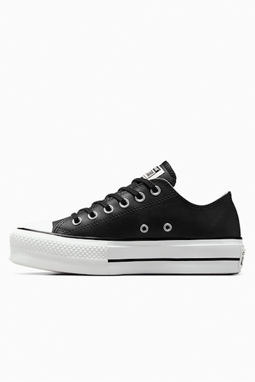 Converse Black Chuck Taylor All Star Leather Lift Platform Trainers
