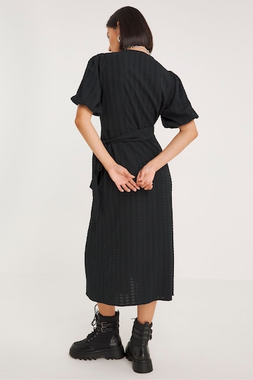 Simply Be Textured Wrap Black Midi Dress