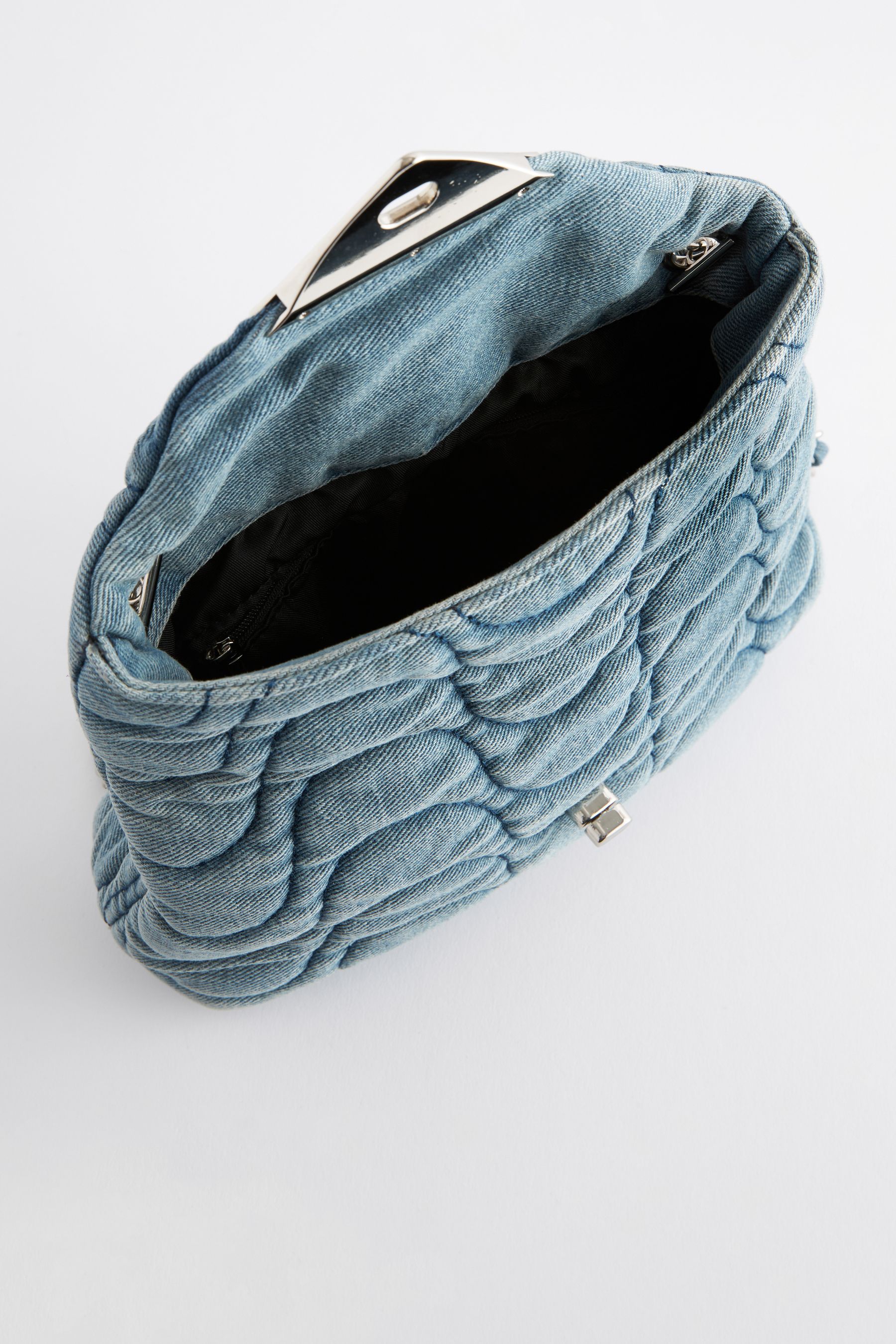 Blue Denim Quilted Cross Body Bag