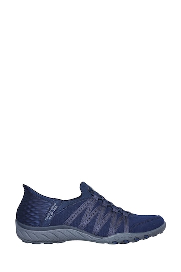 Skechers Blue Slip In Breathe-Easy Roll-With-Me Trainers