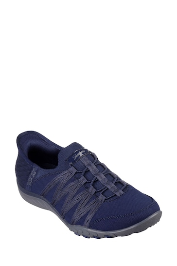 Skechers Blue Slip In Breathe-Easy Roll-With-Me Trainers