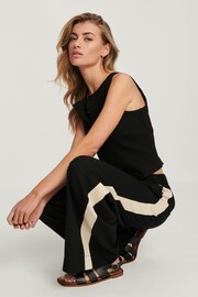 Black/Ecru Cream Linen Blend Side Stripe Track Trousers - Image 2 of 7