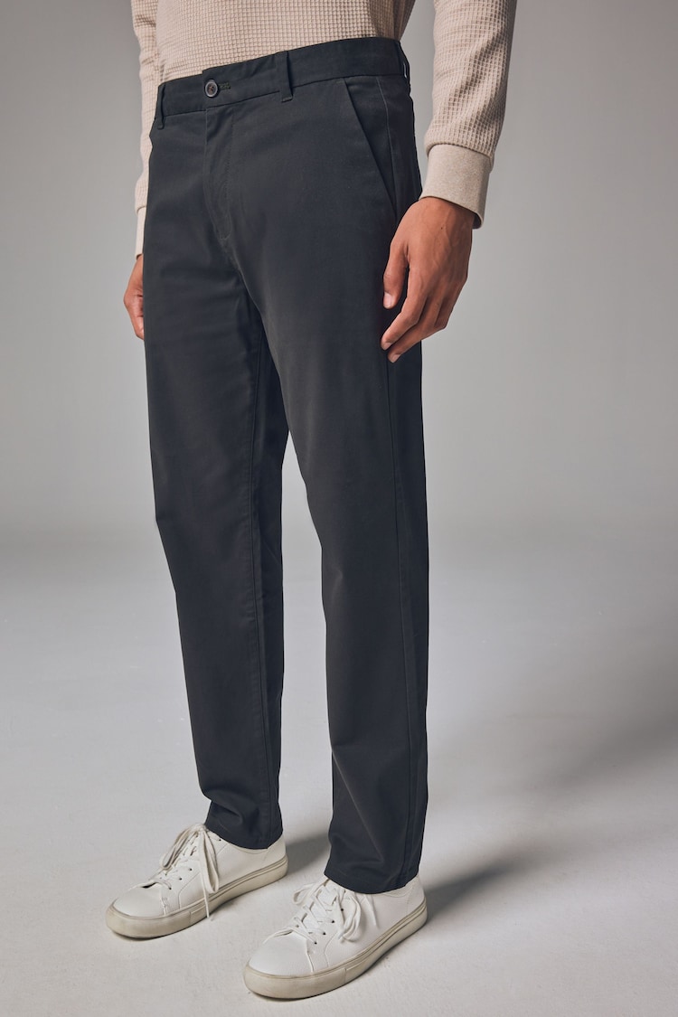 Dark Green Straight Fit Stretch Chinos Trousers - Image 1 of 9