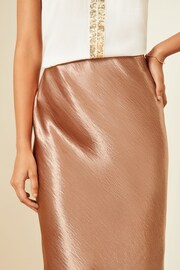 Love & Roses Rust Brown Satin Midaxi Skirt - Image 4 of 4