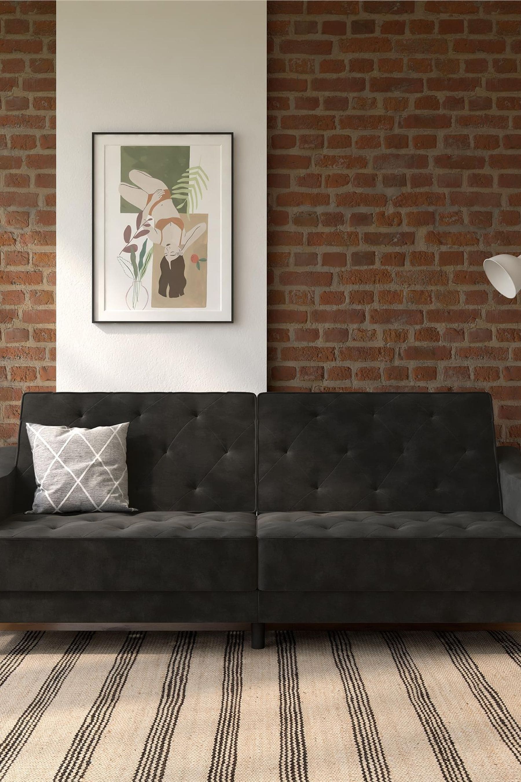 Novogratz vintage tufted sofa top bed in velour