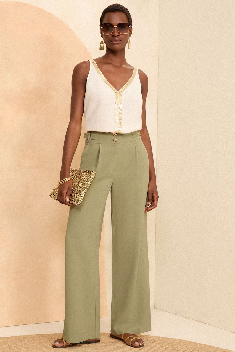 Love & Roses Green Tab Premium Wide Leg Tailored Trousers - Image 4 of 4