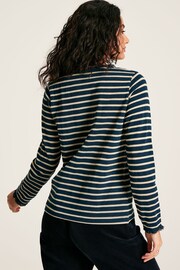 Joules Daphne Navy Sparkle Striped Long Sleeve Top with Frill Neck - Image 2 of 6