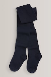 Navy Blue Regular Length 3 Pack Cotton Rich School Tights - Image 2 of 3