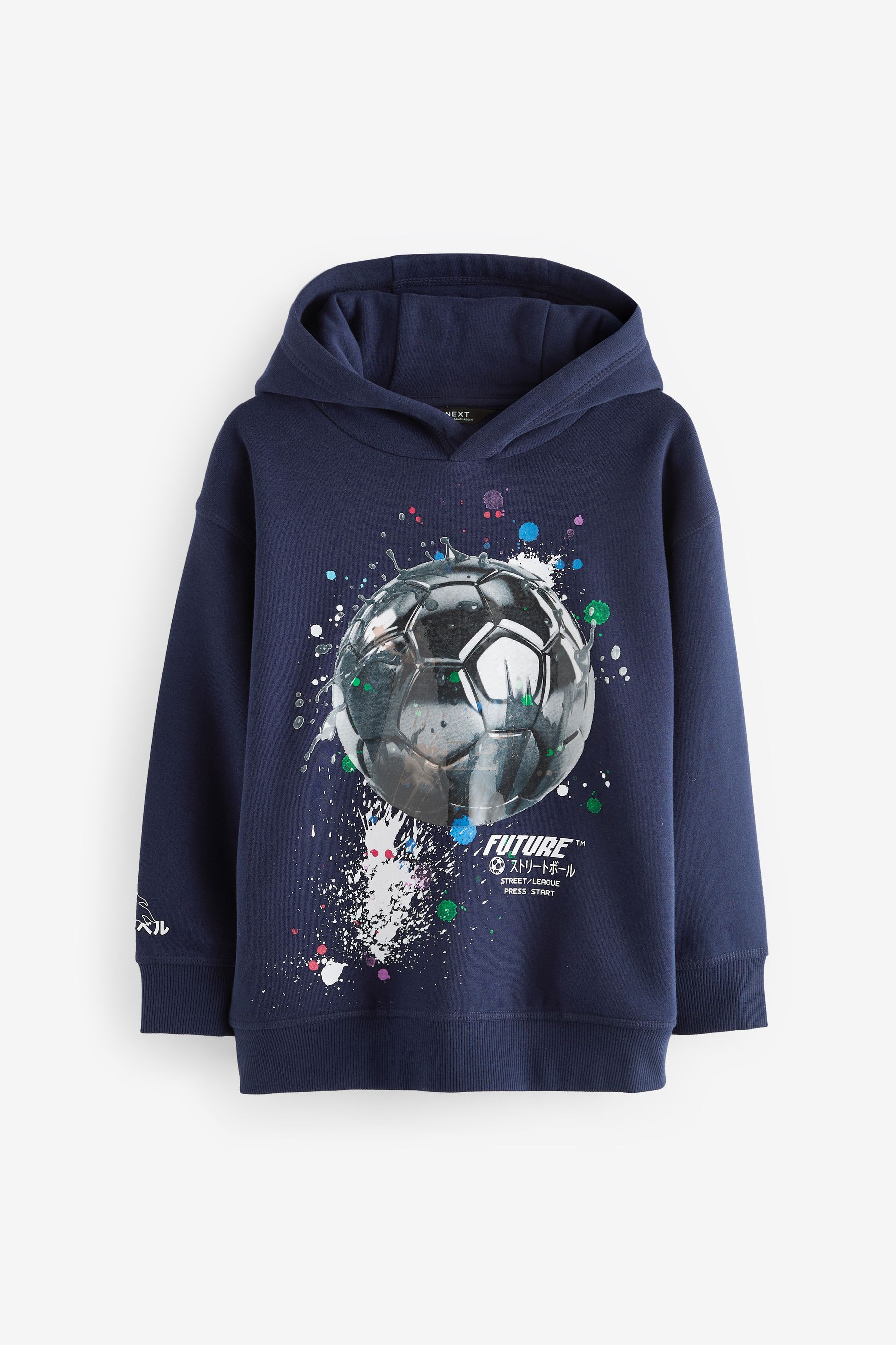 Buy Navy Football Graphic Hoodie 3 16yrs from Next Luxembourg