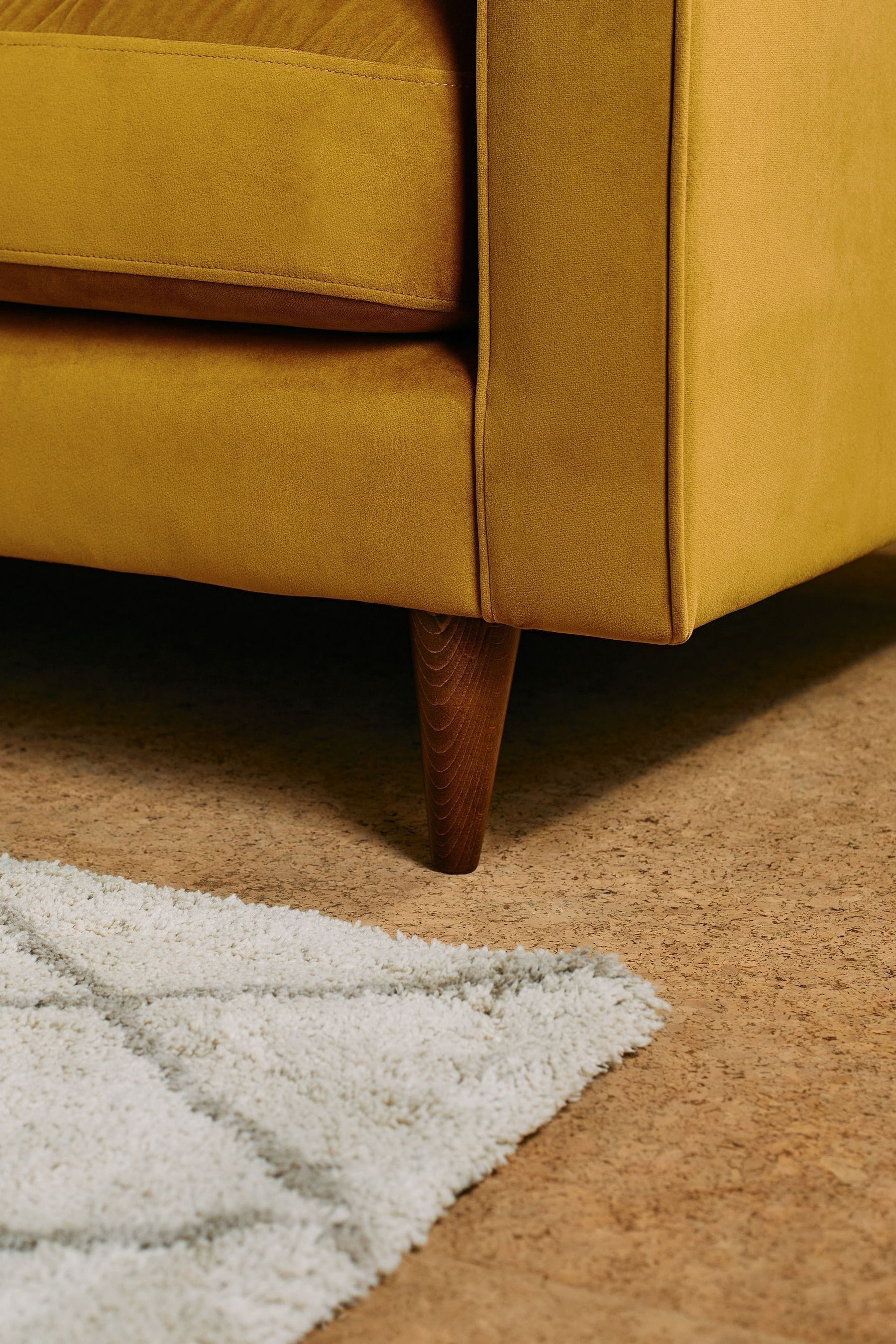 Ochre velvet shop sofa