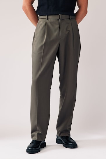 Sage Green EDIT Slouchy Style Suit Trousers