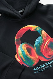 Black Headphones Graphic Hoodie (3-16yrs) - Image 3 of 3