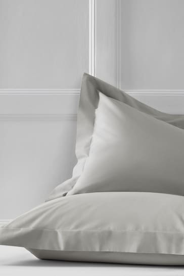 Set of 2 Grey Silver Cotton Rich Pillowcases