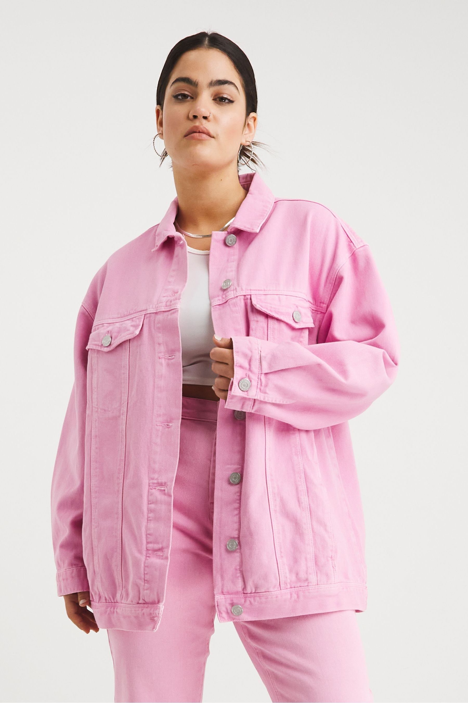 Buy Simply Be Pink Candy Boyfriend Denim Jacket from Next Luxembourg