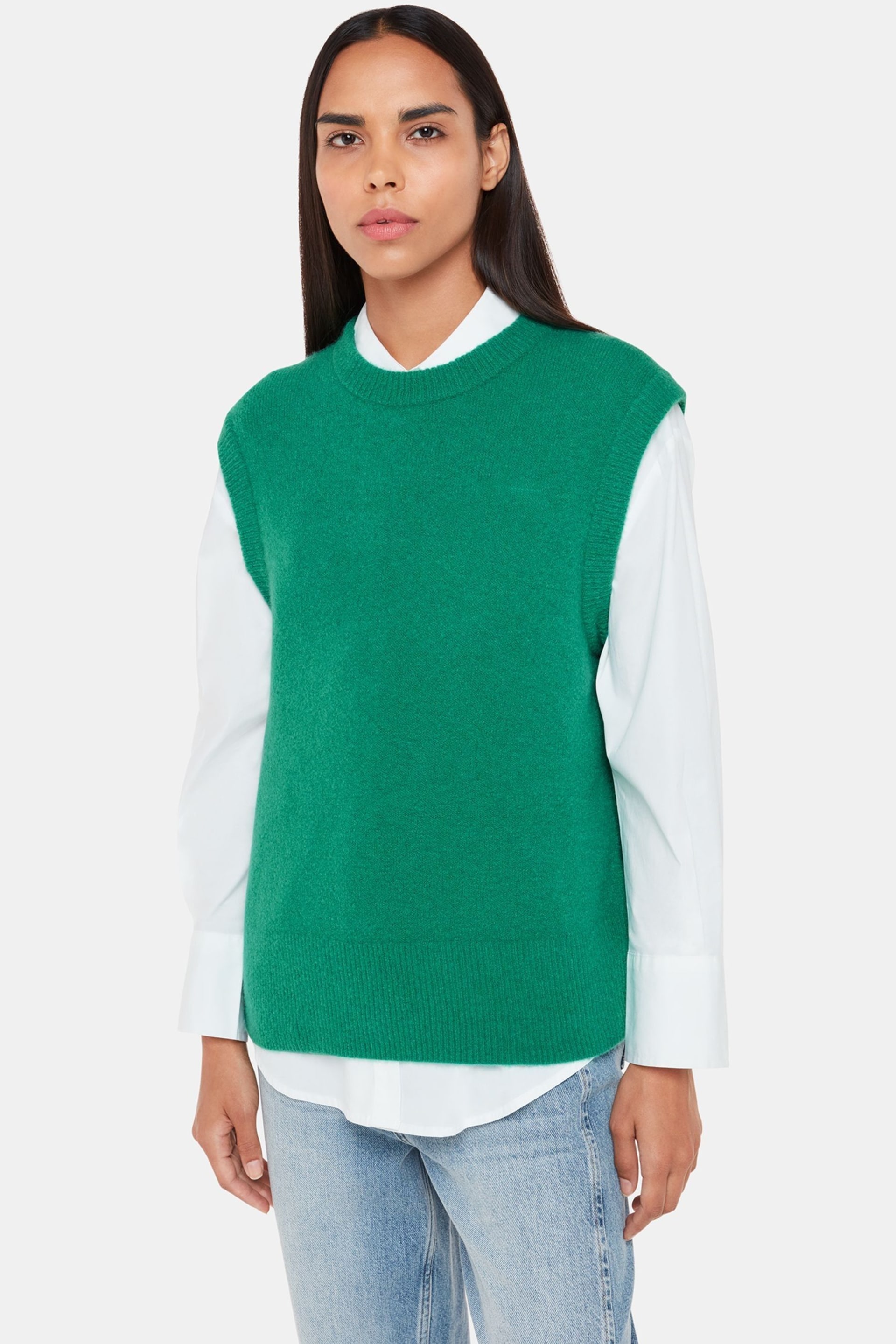 Whistles Green Kira Crew Neck Tank Top - Image 4 of 5