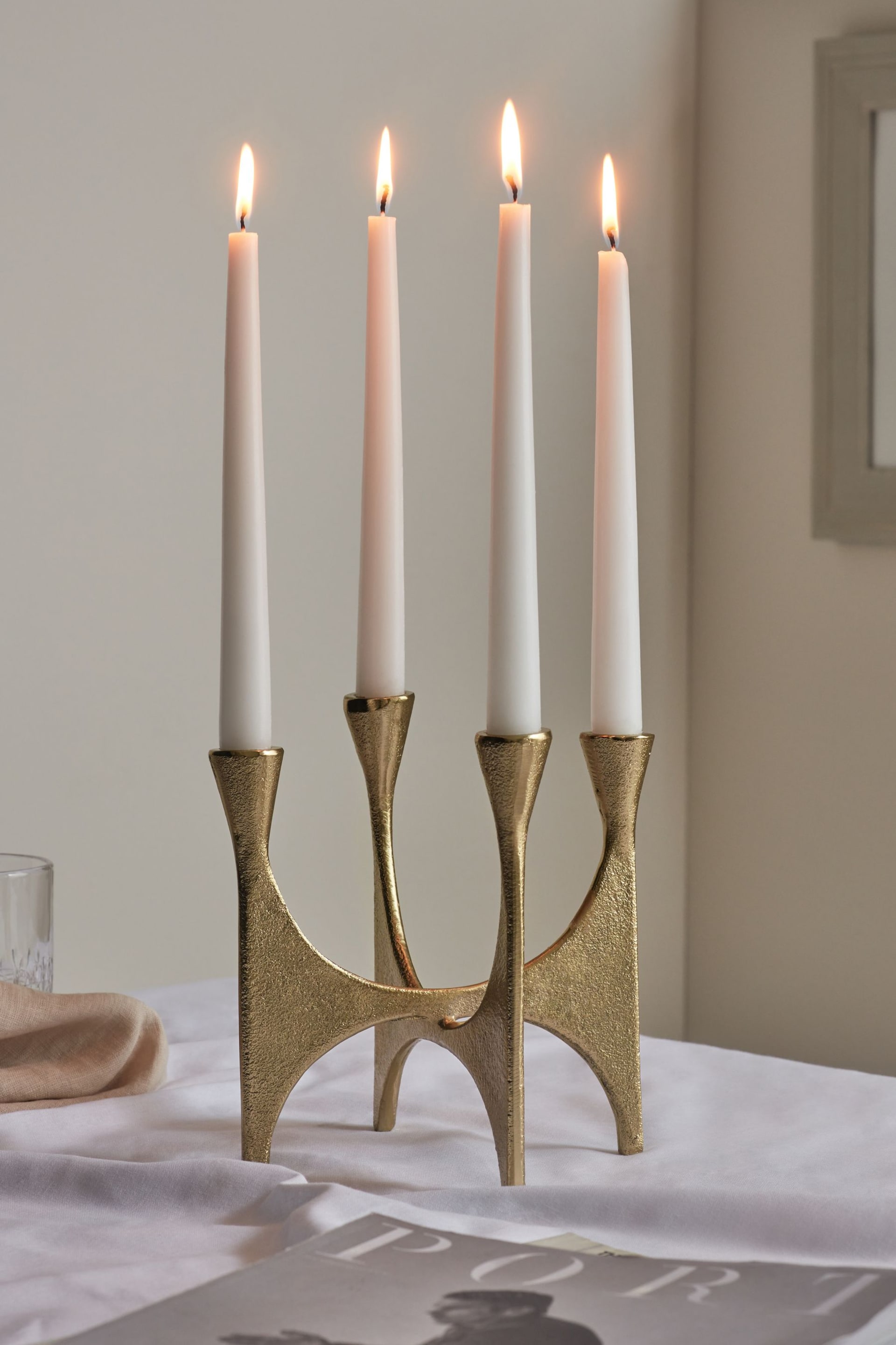 Gold Metal Tapered Candelabra Candle Holder - Image 2 of 5