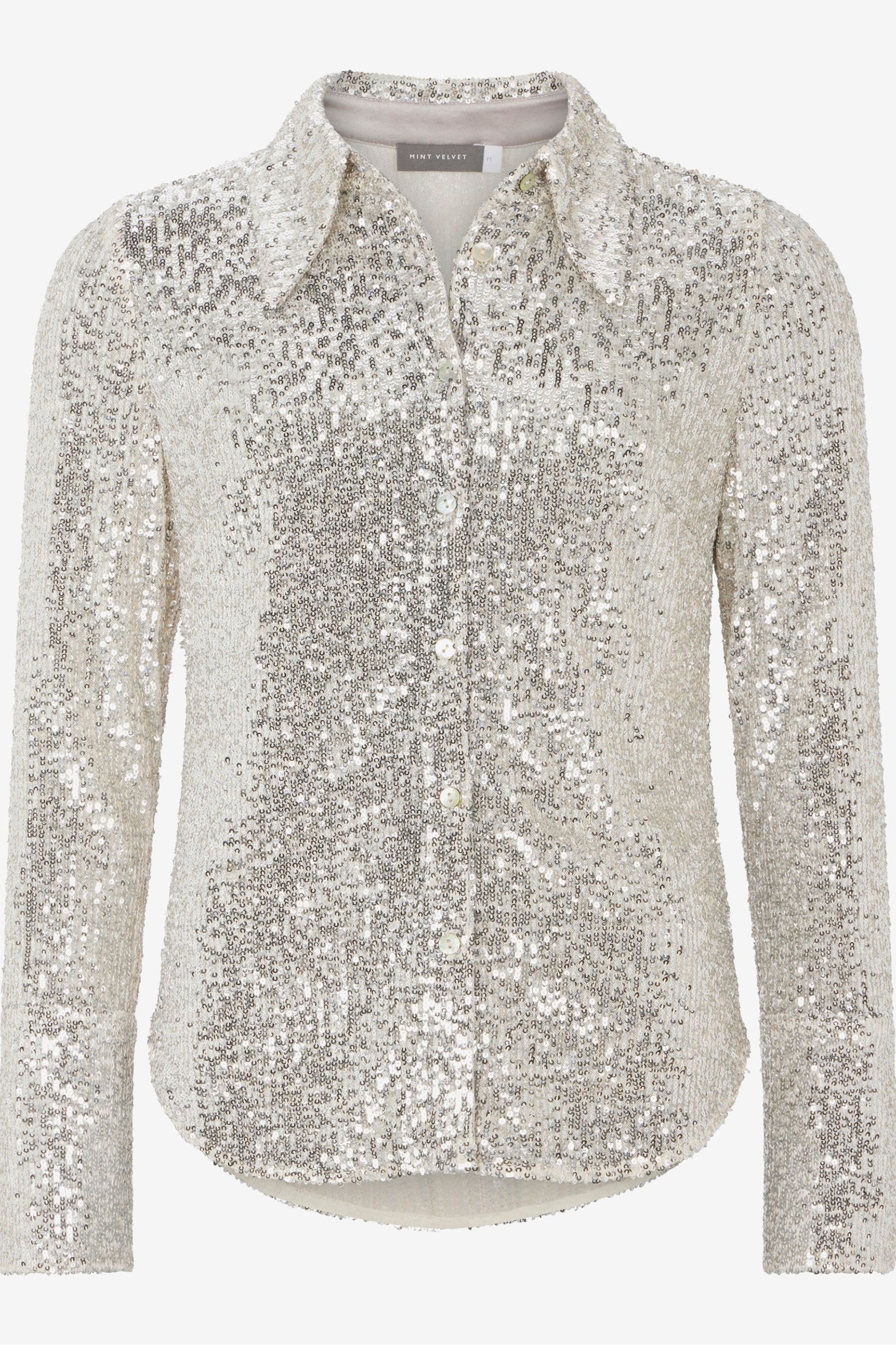 Buy Mint Velvet Cream Sequin Shirt from Next Luxembourg