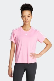 adidas Pink Aeroready Train Essentials 3-Stripes T-Shirt - Image 1 of 7