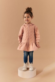 Camel Brown Shower Resistant Skirted Quilted Coat (3mths-7yrs) - Image 1 of 11