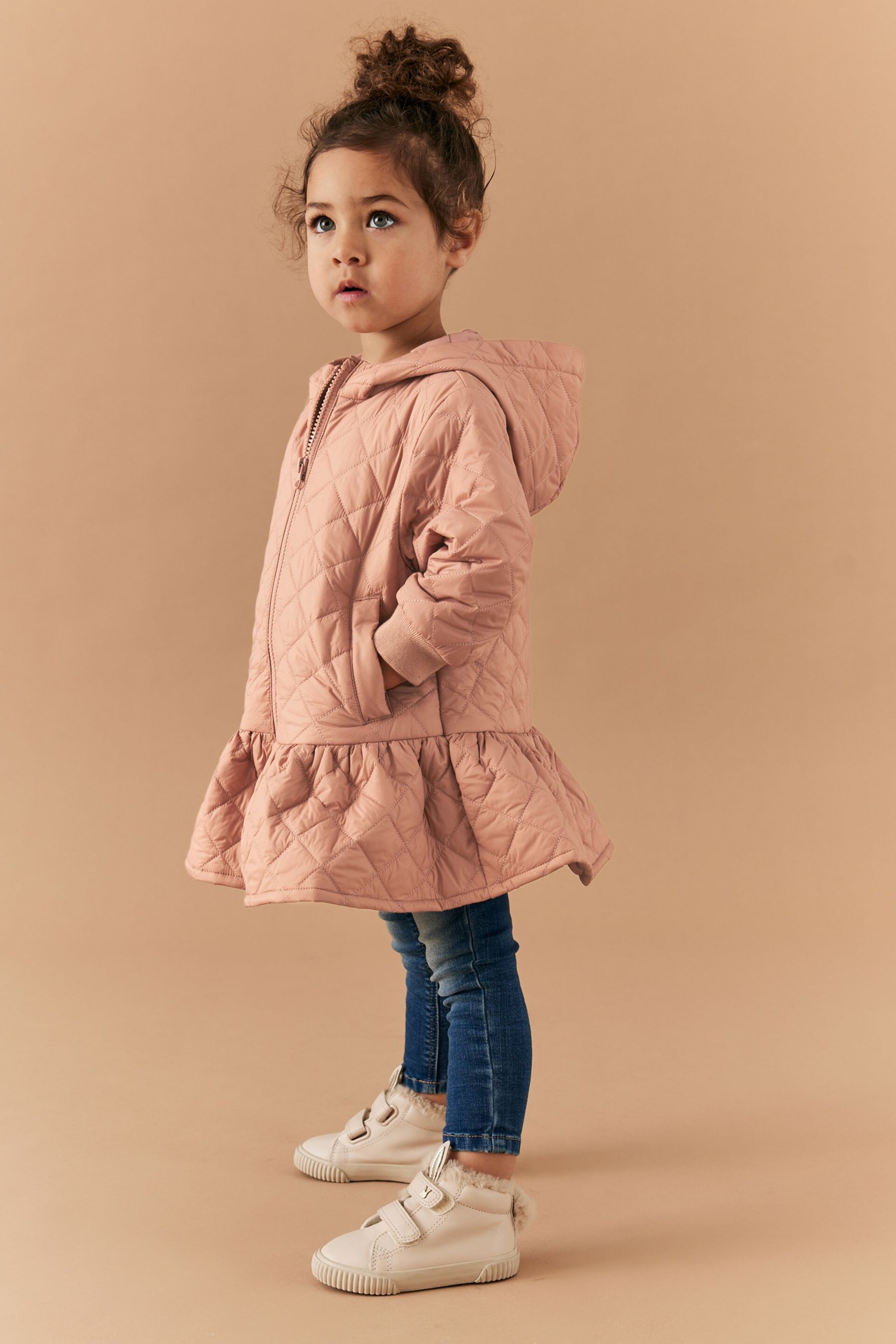 Camel Brown Shower Resistant Skirted Quilted Coat (3mths-7yrs) - Image 2 of 11