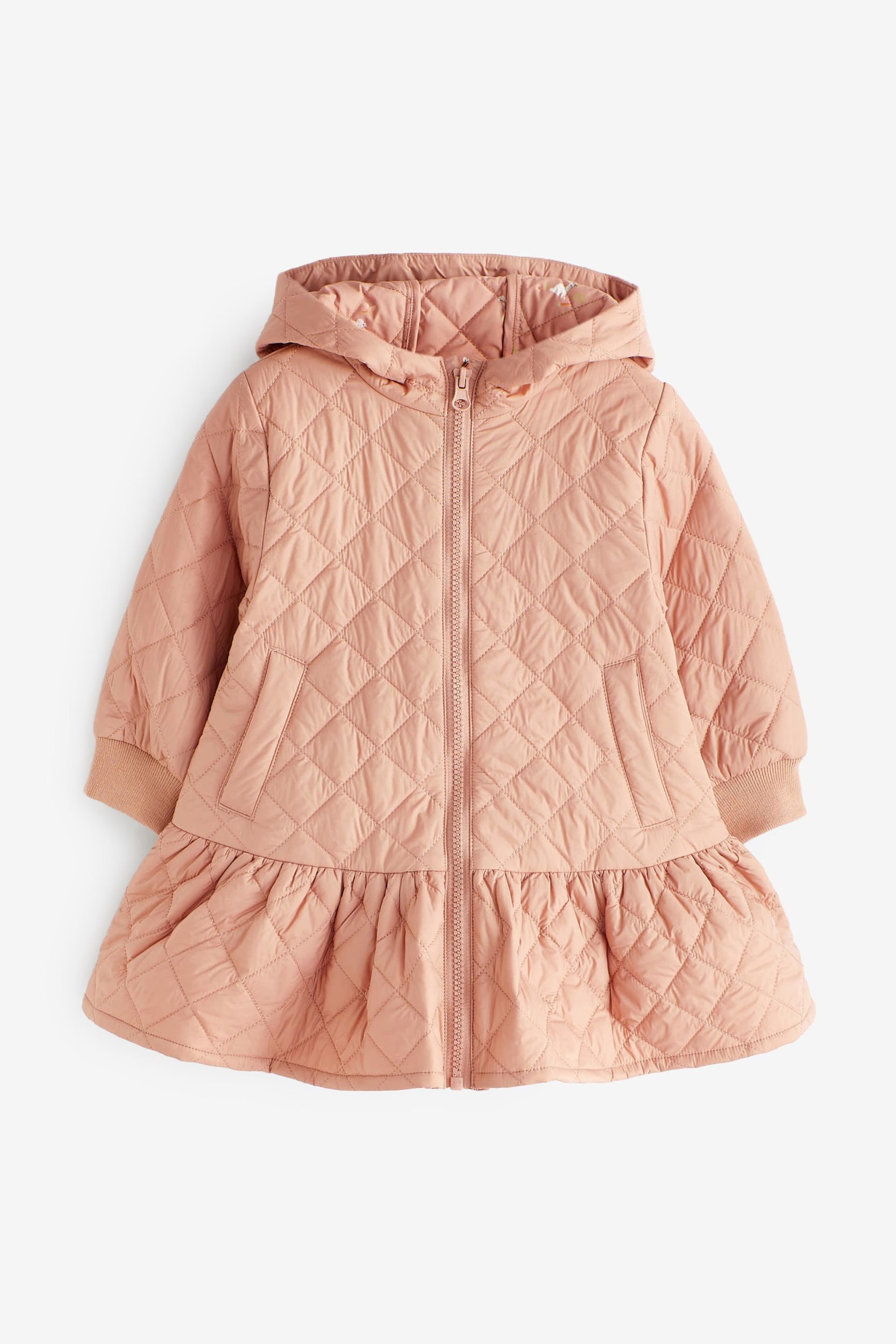 Camel Brown Shower Resistant Skirted Quilted Coat (3mths-7yrs) - Image 5 of 11