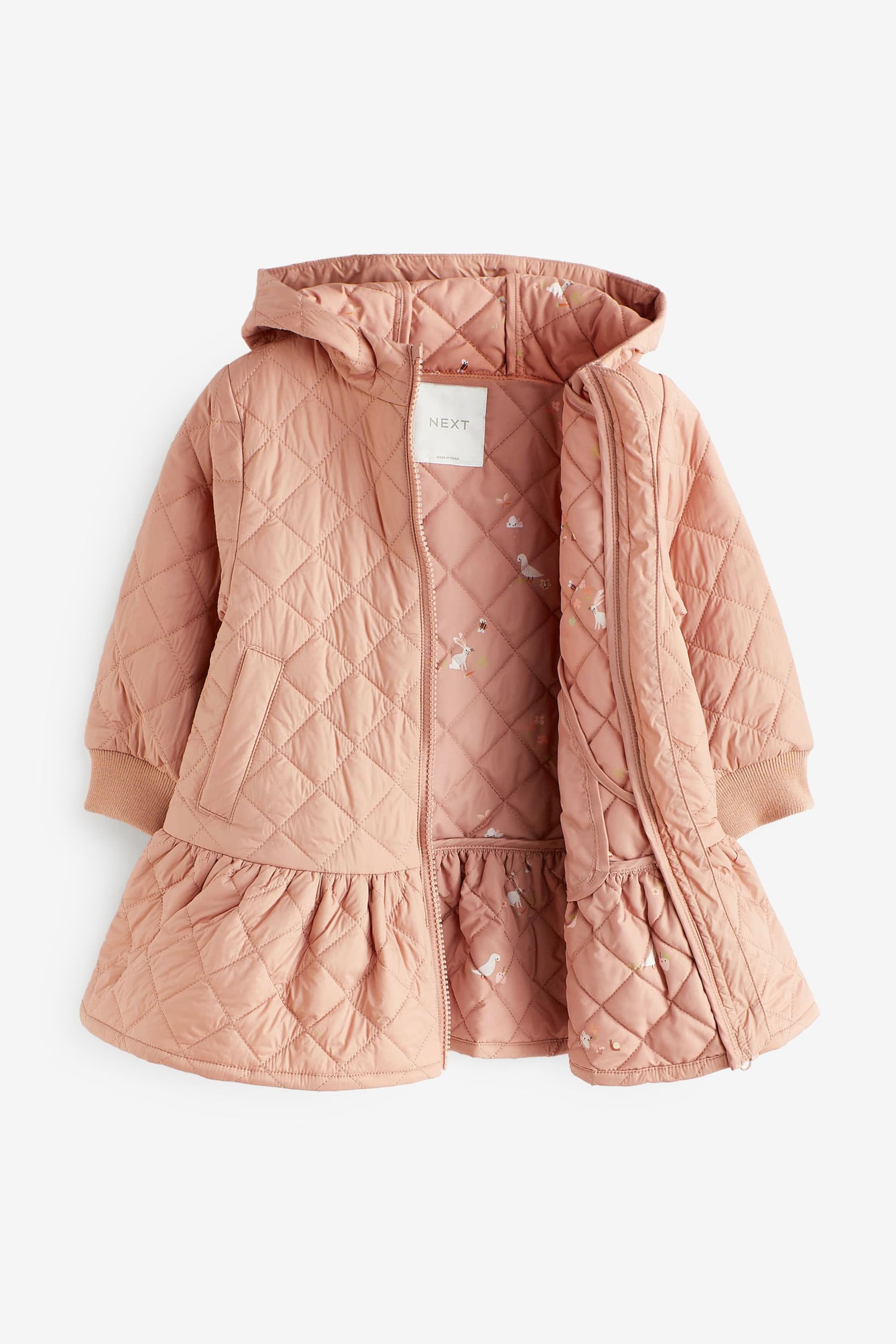 Camel Brown Shower Resistant Skirted Quilted Coat (3mths-7yrs) - Image 6 of 11