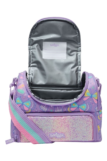 Smiggle Purple Flutter Double Decker Lunchbox With Strap