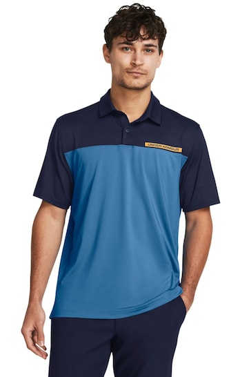 Under Armour Blue/Orange Golf T2G Colour Block Polo Shirt