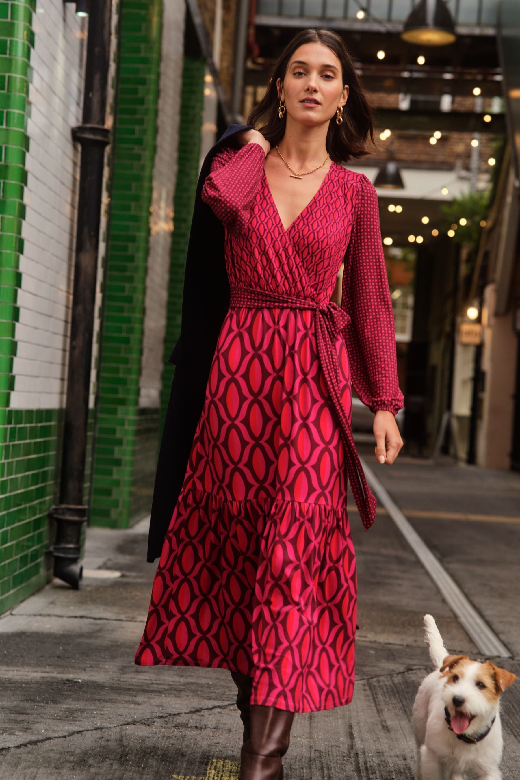 Buy Boden Pink Jersey Midi Wrap Dress from Next Luxembourg