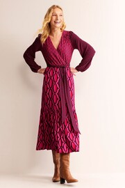 Boden Pink Jersey Midi Wrap Dress - Image 2 of 6