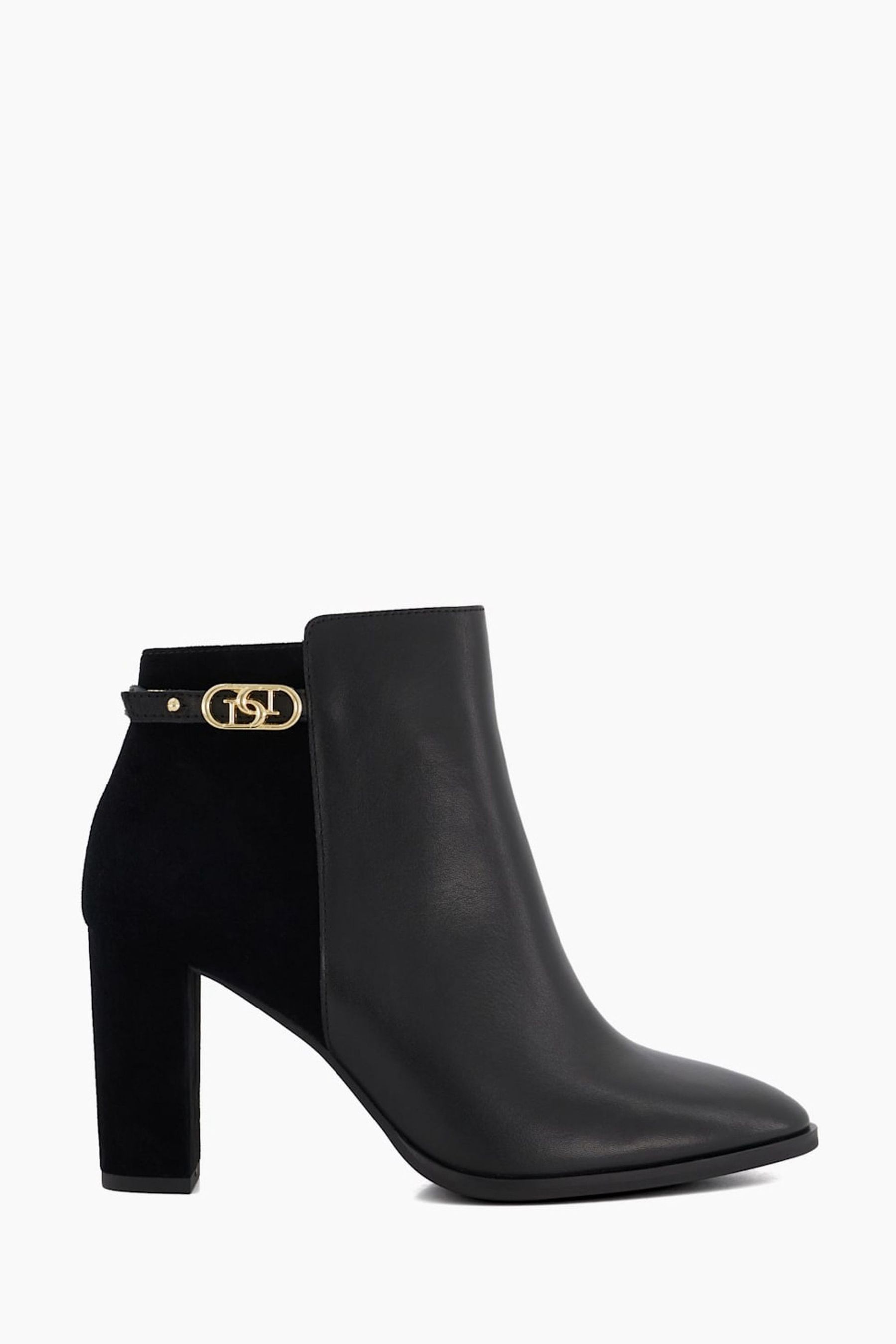 Buy Dune London Olia Almond Toe Buckle Low Black Boots from the