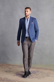 Blue Regular Fit Nova Fides Signature Herringbone Wool Blazer - Image 2 of 6