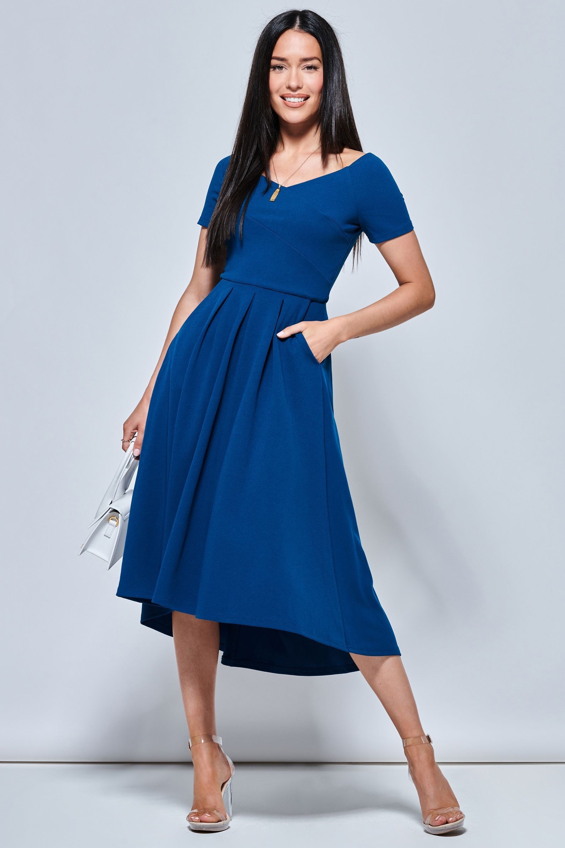 Royal blue dip hem 2024 dress