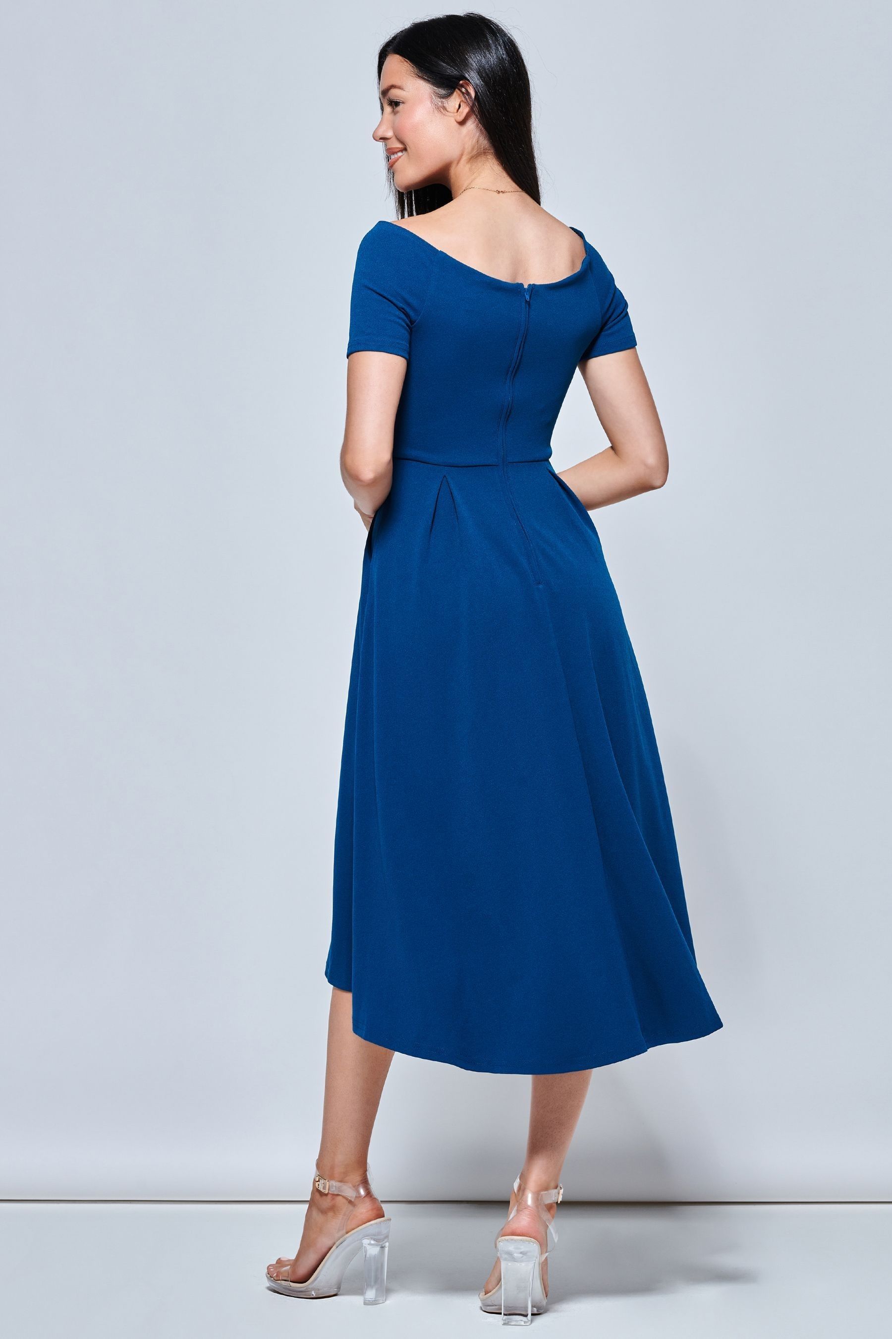 Royal blue sales dip hem dress