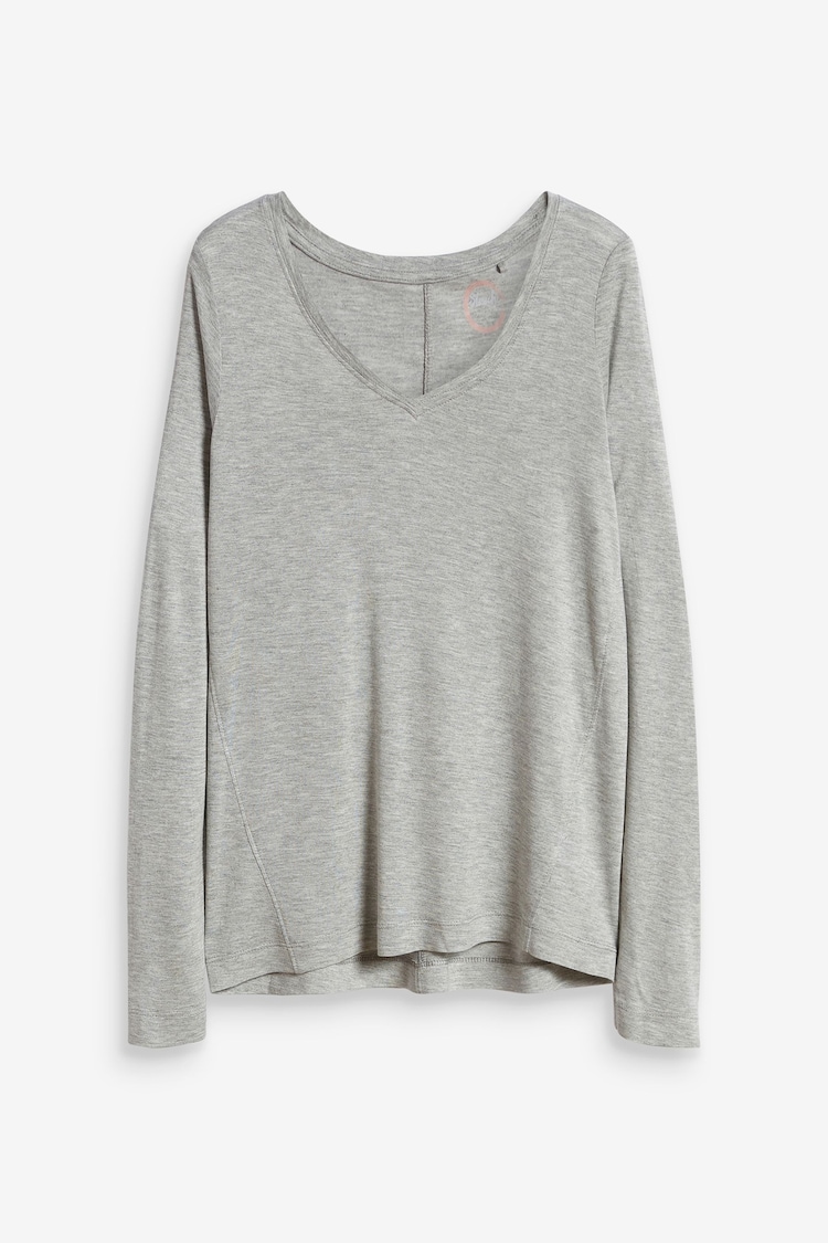 Grey Marl Print Slouch V-Neck Long Sleeve T-Shirt - Image 4 of 4