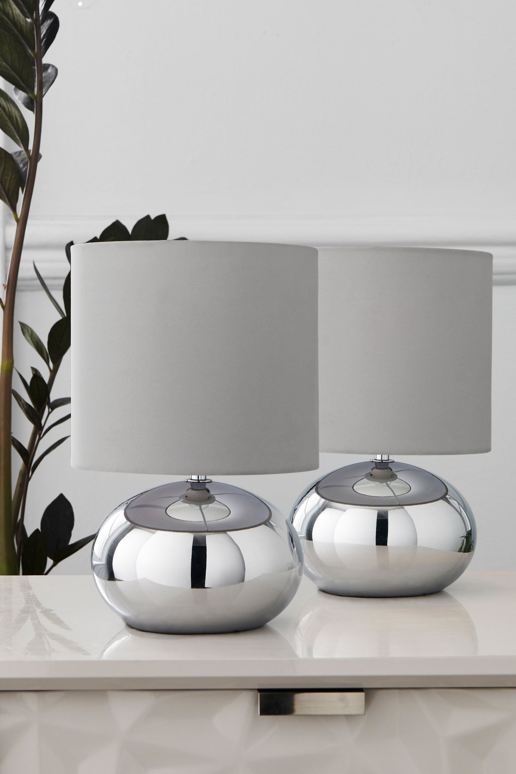 Chrome Pebble Twin Pack Table Lamp