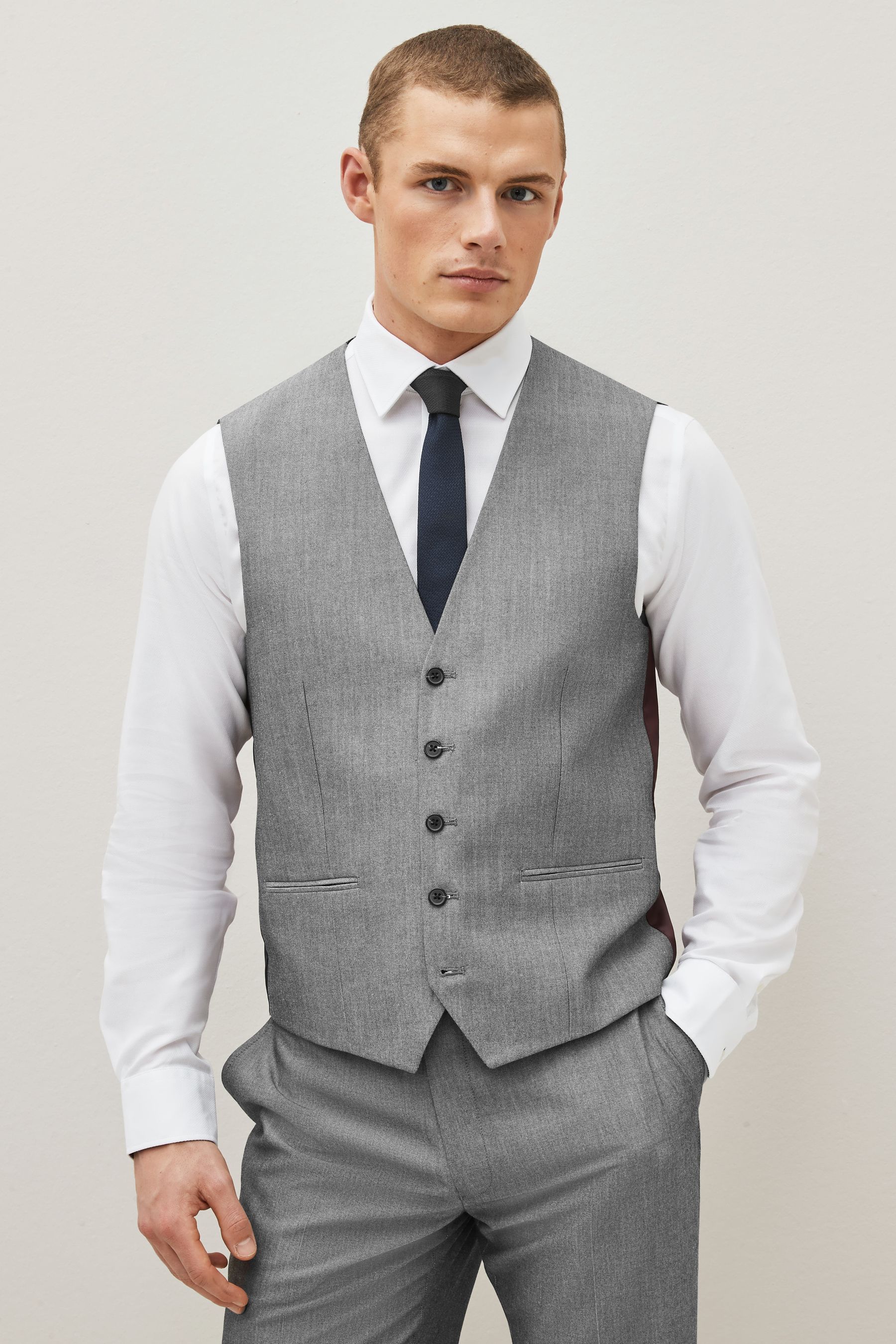 Light grey wool waistcoat shop