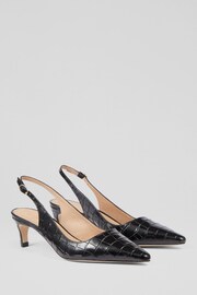 LK Bennett Croc-Effect Leather Kitten Heels - Image 2 of 4