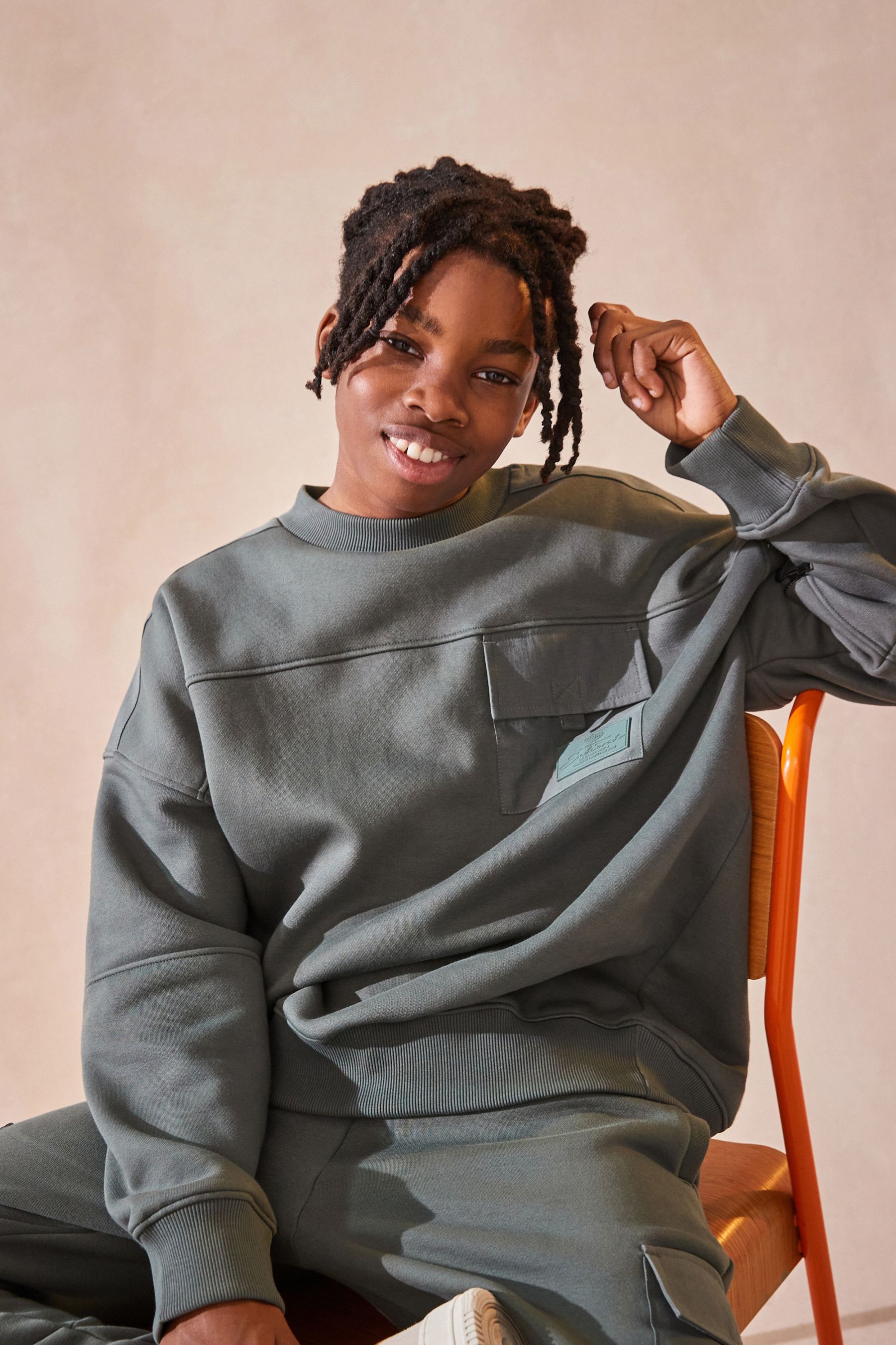 Buy Sage Green Utility Crew Neck Sweatshirt and Cargo Jogger Set 3 16yrs from Next Lithuania