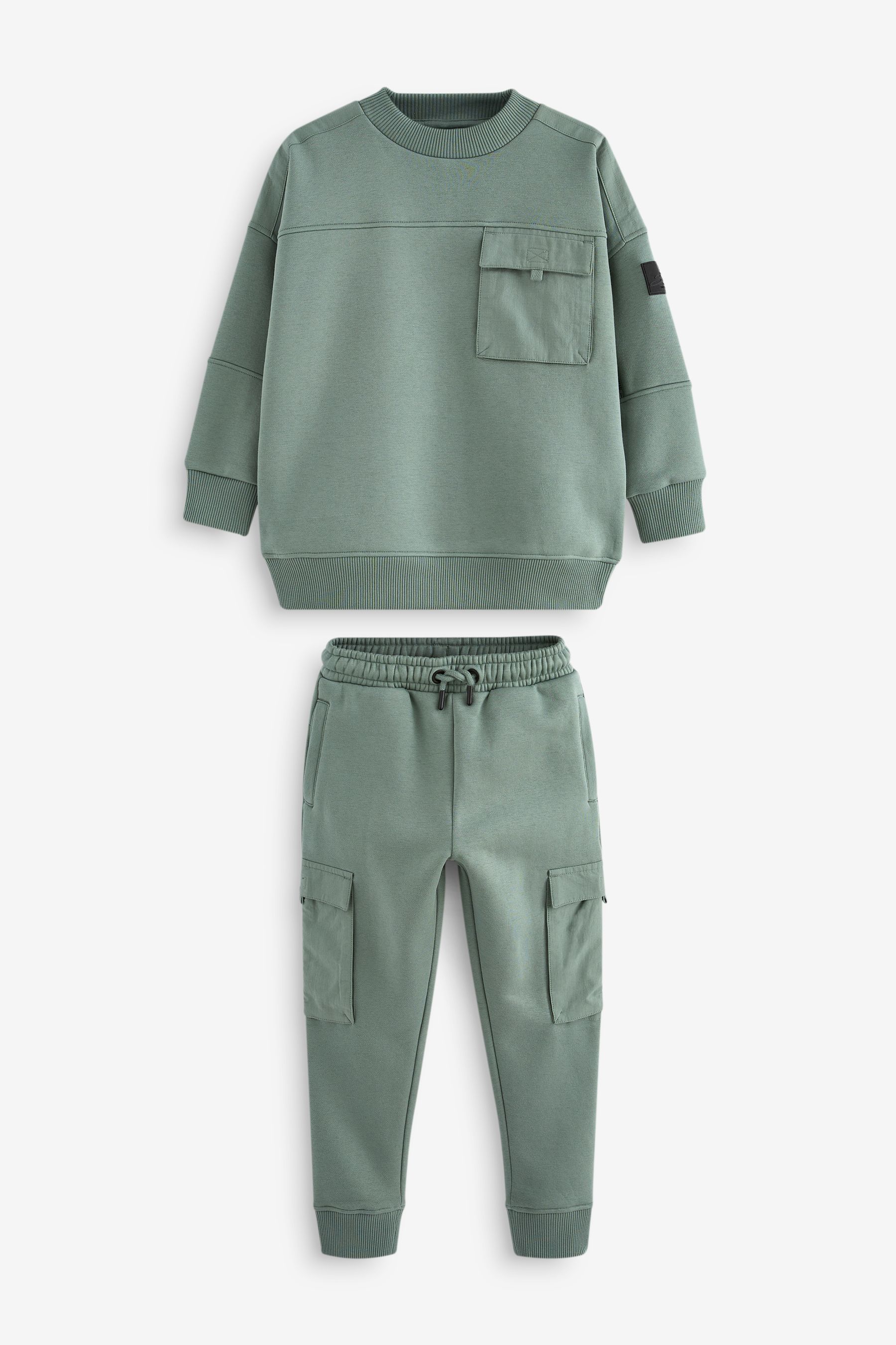 Buy Sage Green Utility Crew Neck Sweatshirt and Cargo Jogger Set 3 16yrs from Next Luxembourg