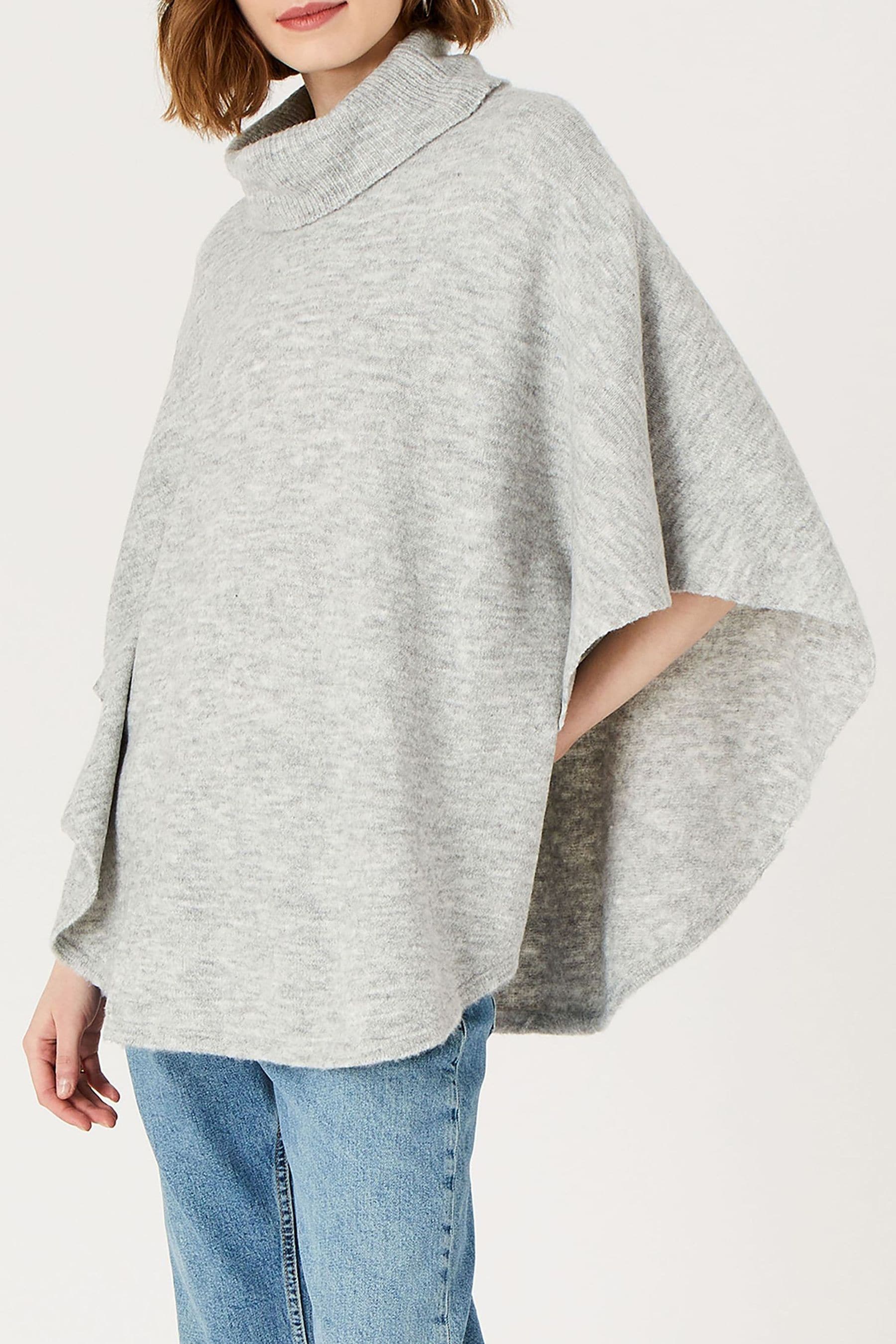 Accessorize Grey Cosy Knit Pullover Poncho