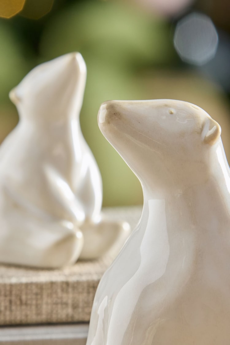 White Set of 2 Polar Bear Ornaments - Image 2 of 4