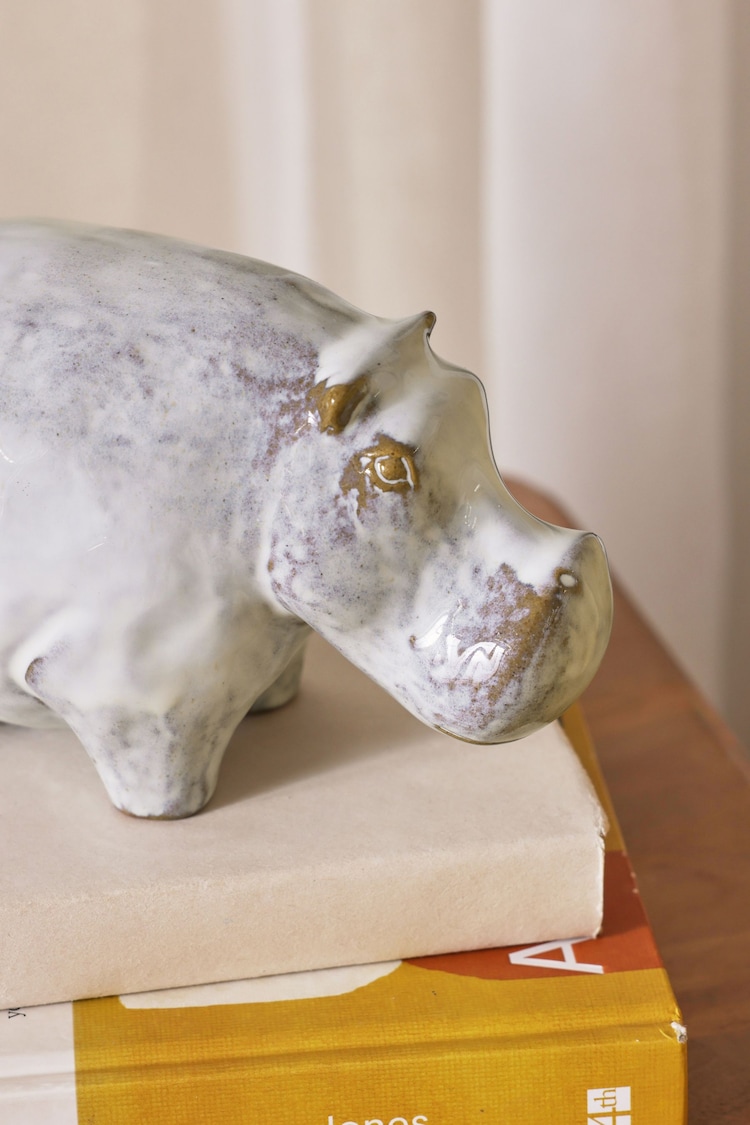 Grey Ceramic Hippo Ornament - Image 2 of 4