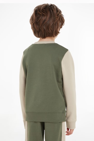 Calvin Klein Green Color Block Kids Sweatshirt