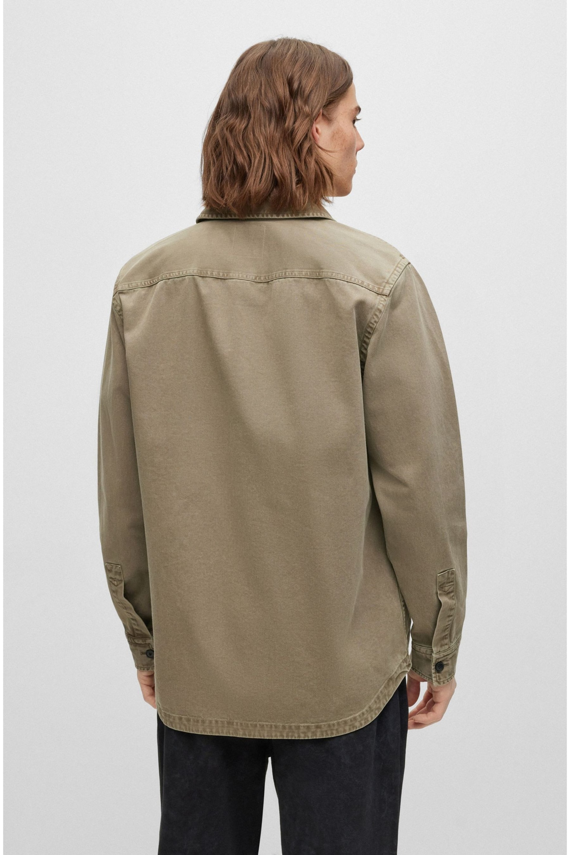 BOSS Khaki Green Garment Dyed Twill Overshirt - Image 2 of 6