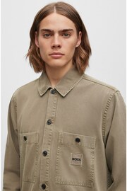 BOSS Khaki Green Garment Dyed Twill Overshirt - Image 4 of 6