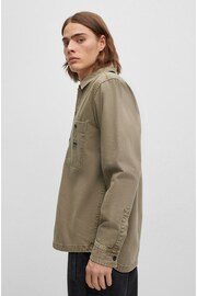 BOSS Khaki Green Garment Dyed Twill Overshirt - Image 5 of 6