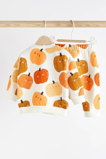 Buy Cream Pumpkin Cosy Baby Sweatshirt u0026 Joggers 2 Piece Set (0mths-2yrs)  from the Next UK online shop