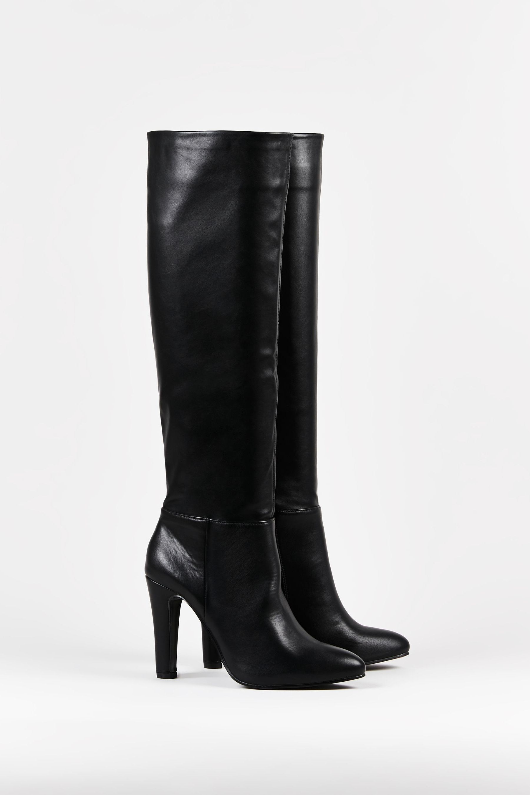 Wallis black new arrivals knee high boots